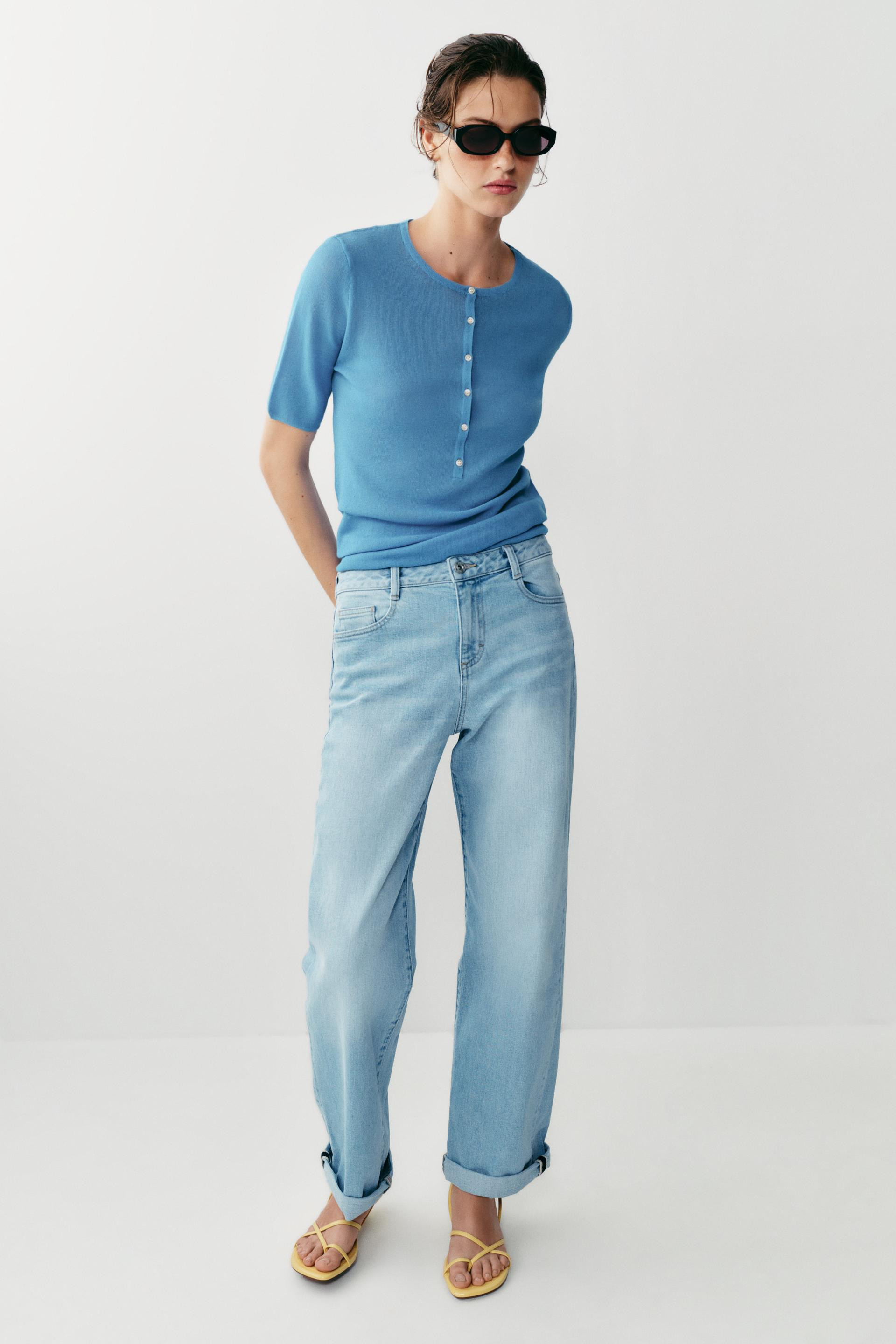 Zara - Z.07 Relaxed Fit High Waisted Turn-Up Jeans - Women - Blue - Women | Zara US