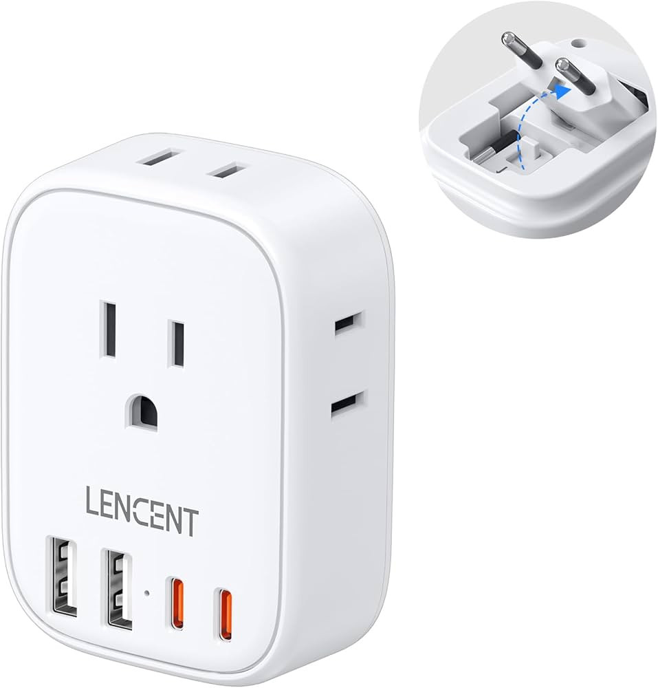 European Travel Plug Adapter, LENCENT US to Europe Type-C Foldable Power Plug with 4 Outlets 4 US... | Amazon (US)