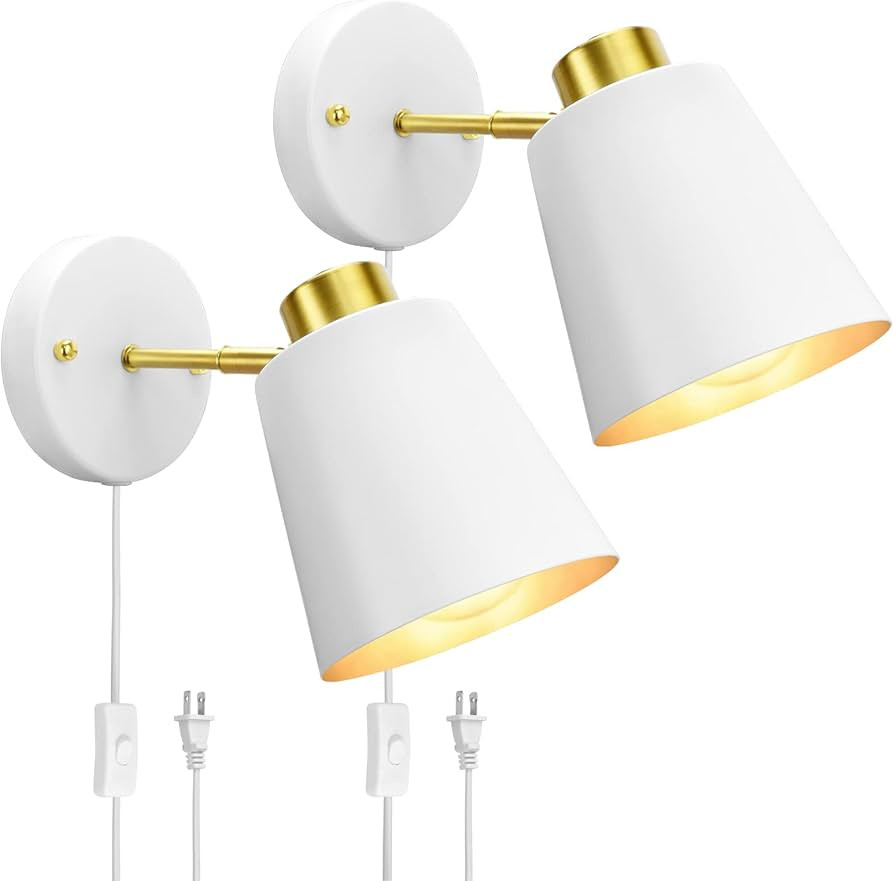 Plug in Wall Sconces 2 Pack Modern Wall Light with On/Off Switch White Wall Lamp with 5.9ft Plug ... | Amazon (CA)