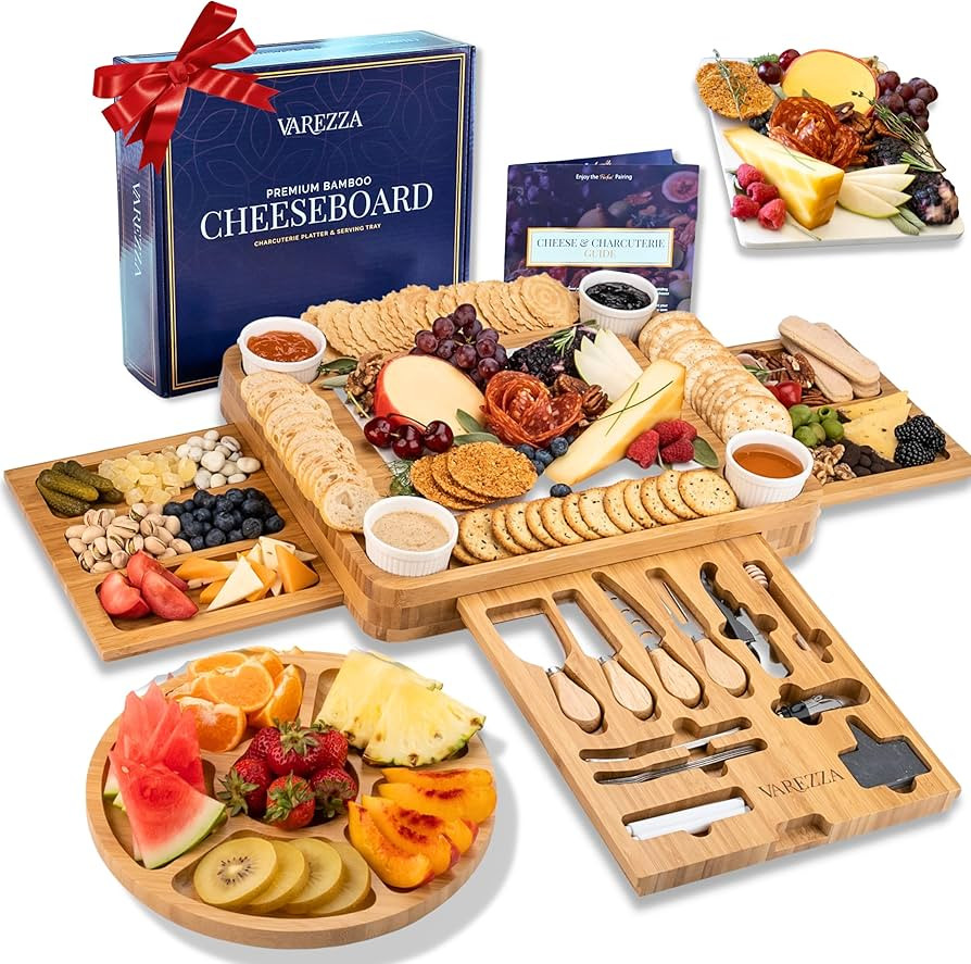 VAREZZA Extra Large Charcuterie Boards Gift Set: Marble Bamboo Cheese Board Set- Unique for Women... | Amazon (US)