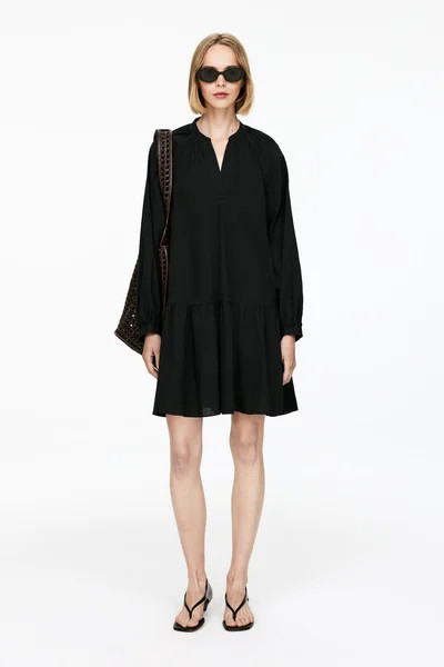 Linen-Cotton Dress – Black – Women – ARKET GB | Arket UK