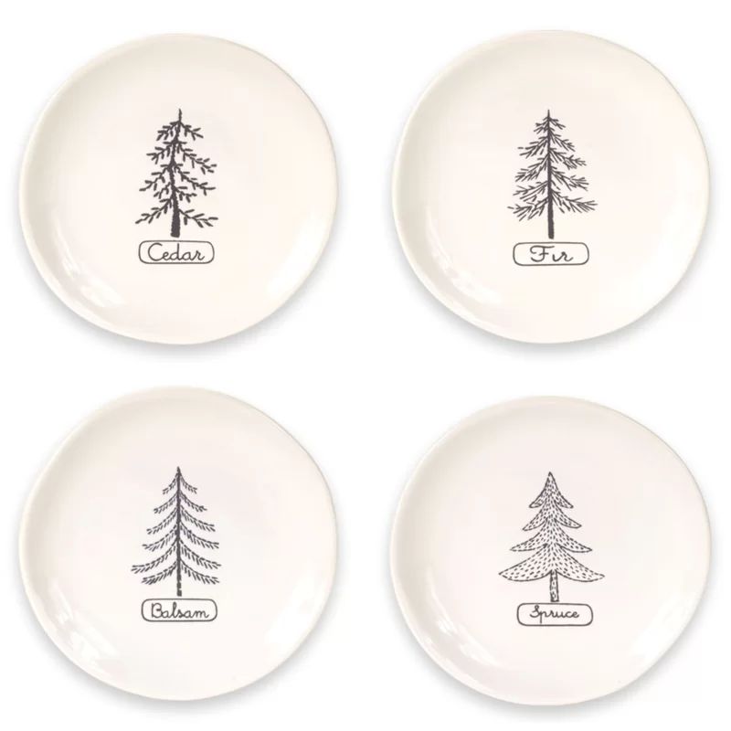 Tree Plate (Set Of 4) 6.75"D Stoneware (Set of 4) | Wayfair North America