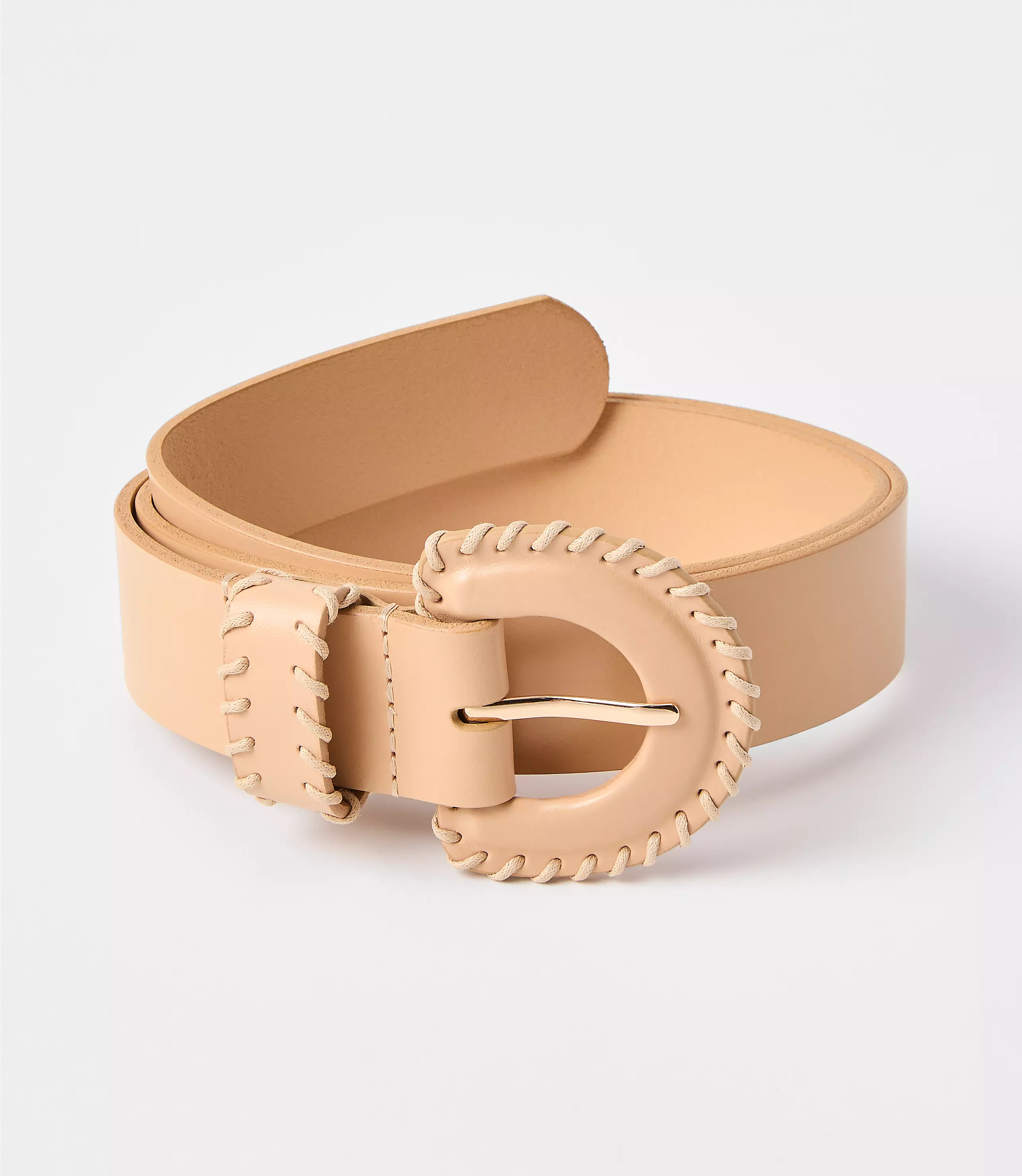 Whipstitch Buckle Leather Belt | LOFT