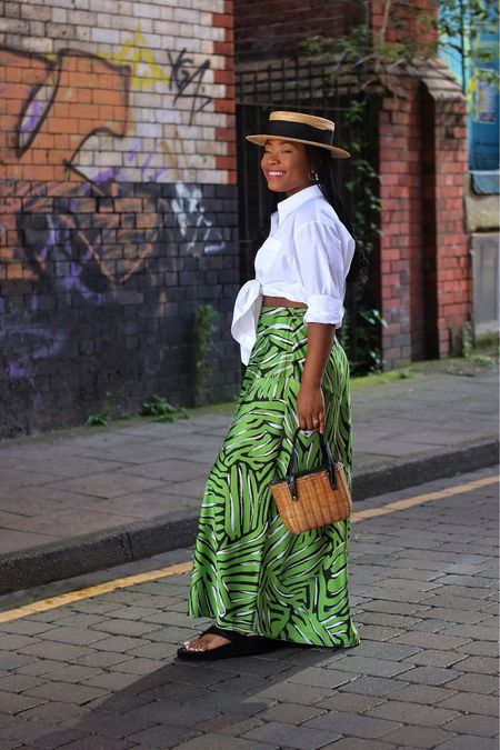 A silky satin skirt and tied crisp white shirt - perfect for this warm weather 🌿🕊️

#LTKSeasonal