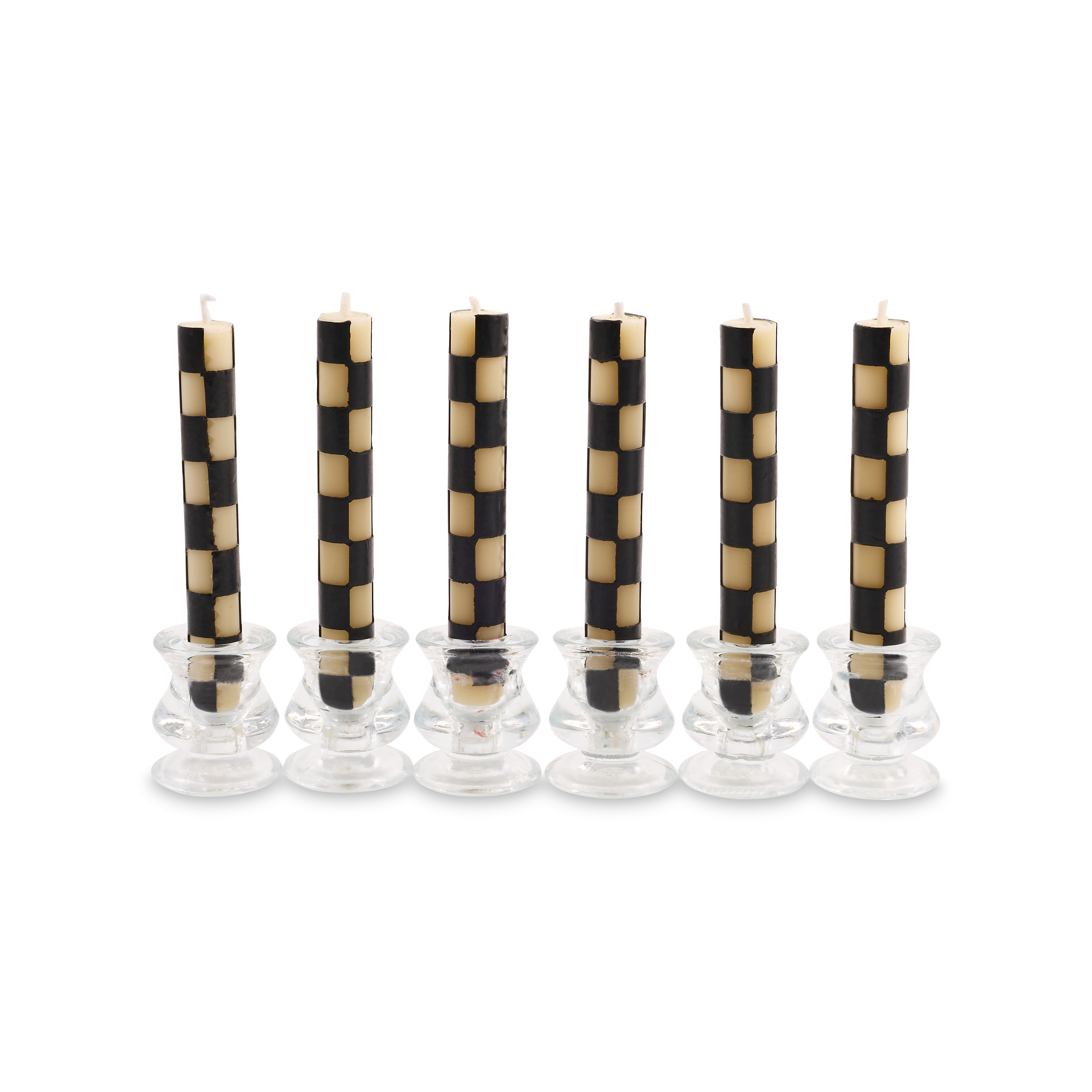 MacKenzie-Childs Black Check Mini Dinner Candles | MacKenzie-Childs