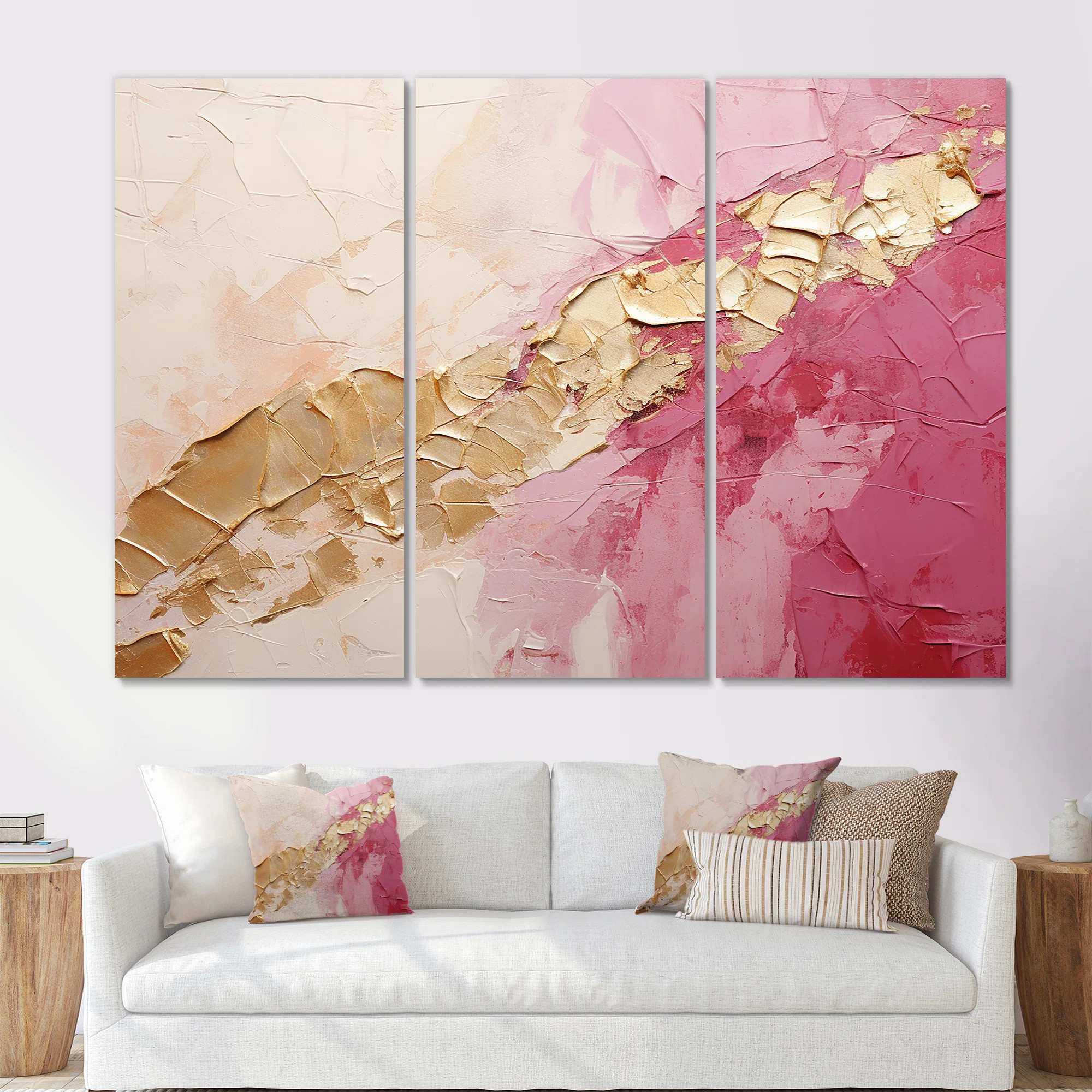 Everly Quinn Pink Gold Minimalism Poteries I - Abstract Spirals Canvas Wall Art Set | Wayfair | Wayfair North America