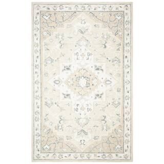 SAFAVIEH Micro-Loop Beige/Ivory 5 ft. x 8 ft. Border Area Rug-MLP505B-5 - The Home Depot | The Home Depot
