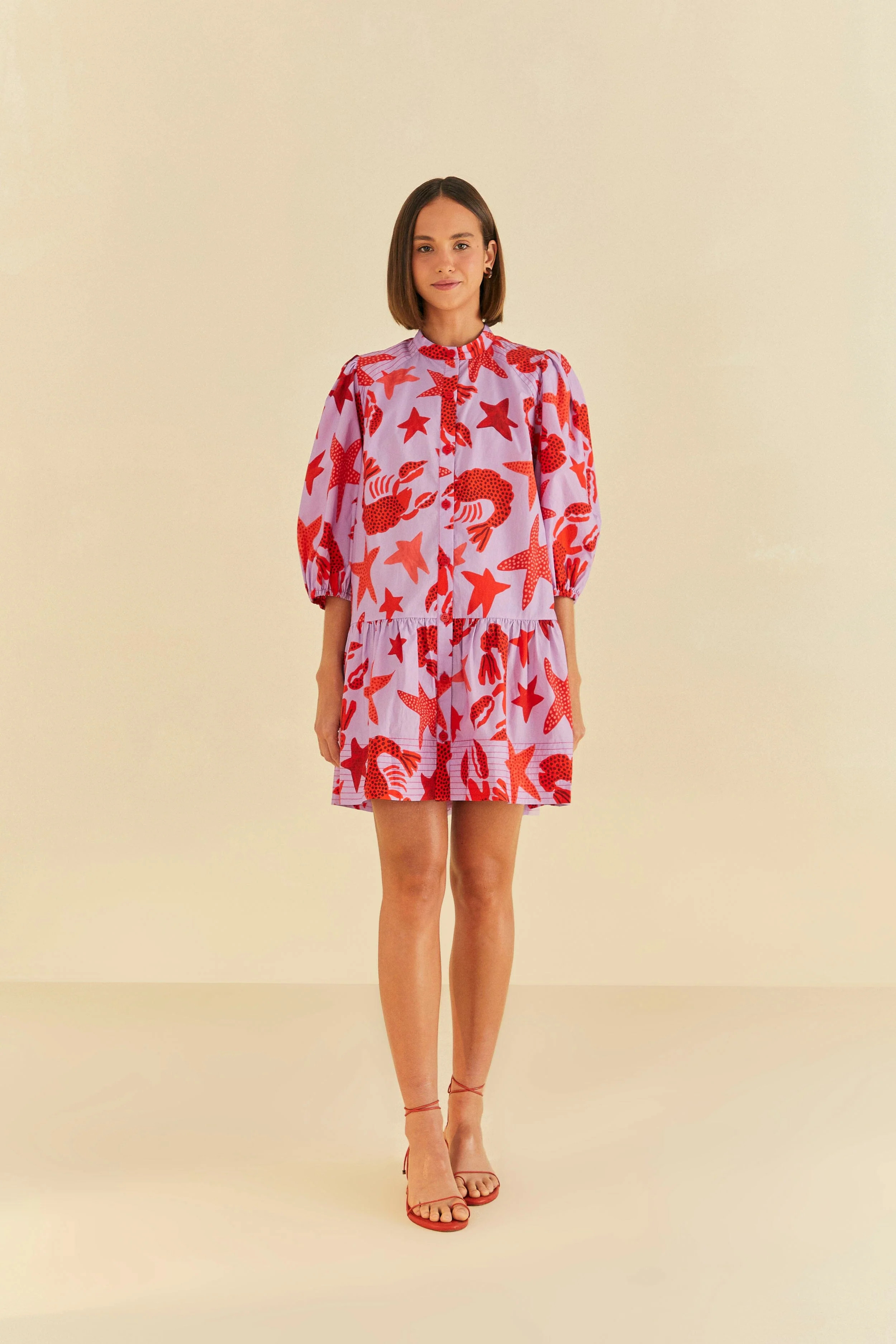 Lobster Sky Mini Dress | FarmRio (US)