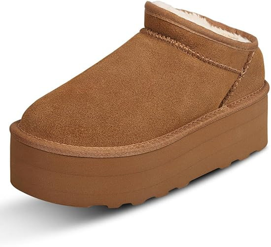 Mini Boots for Women Short Ankle Genuine Suede Cozy Mule Platform Sneakers Snow Anti-Slip Boot fo... | Amazon (US)