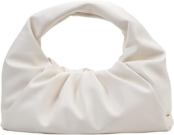 Coutgo Women's Tote Shoulder Bag PU Leather Ruched Hobo Bag Large Capacity Top Handle Handbag | Amazon (US)