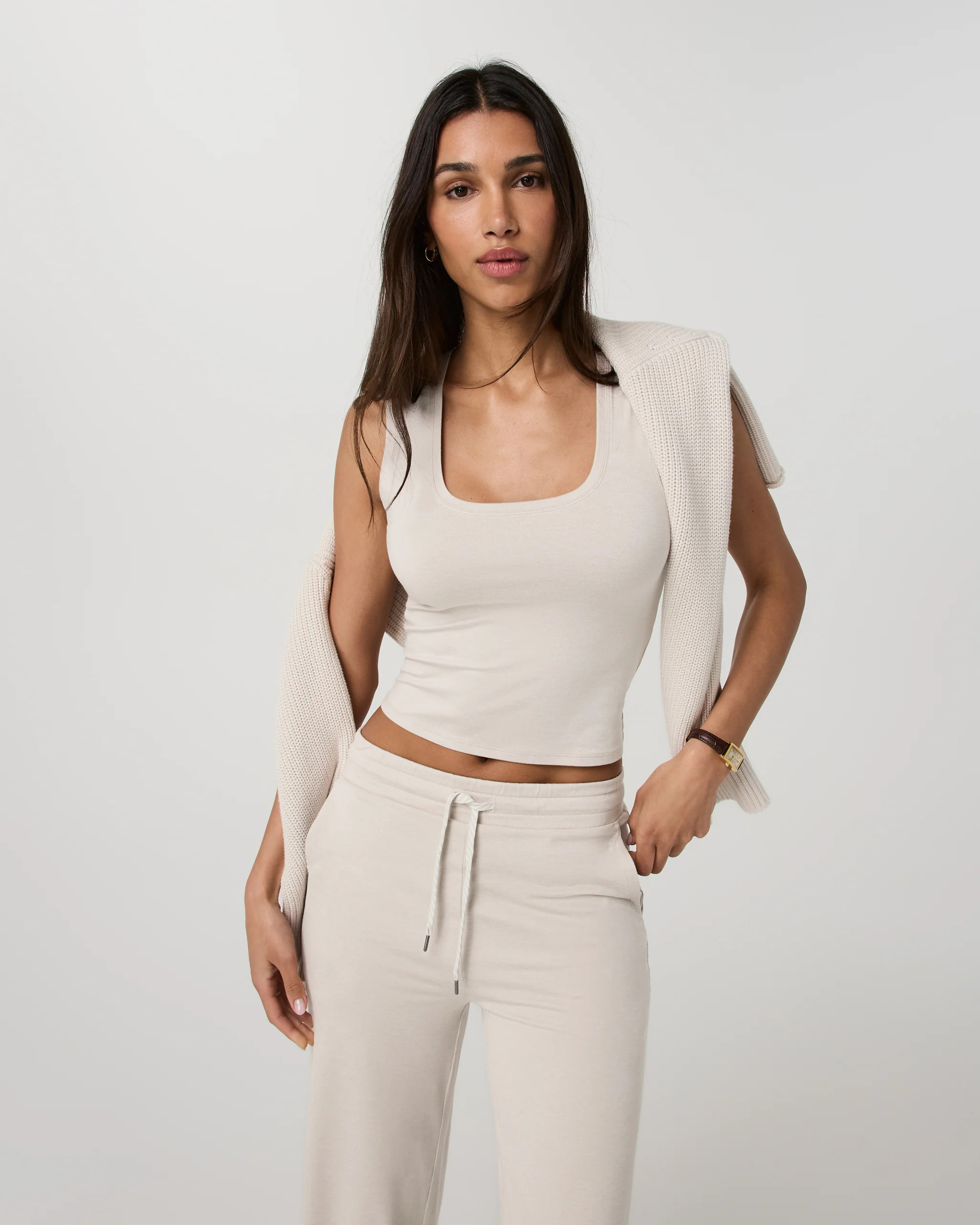 Halo Essential Scoop Tank – Women's Ecru Heather Tank Top – Tanks – Vuori | Vuori Clothing (US & Canada)