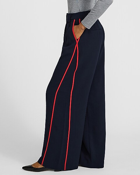 Signature Crepe Side Stripe High Waisted Relaxed Trouser | Express