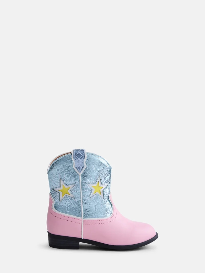 Wonder Nation Little Girl & Big Girl Metallic Star Western Boot | Walmart (US)