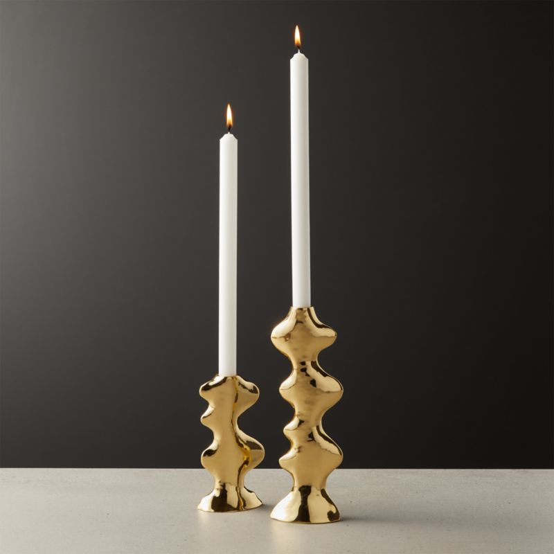 Waves Brass Taper Candle HoldersCB2 Exclusive Change Zip Code: SubmitClose$34.95 - $44.95(0.0)  o... | CB2