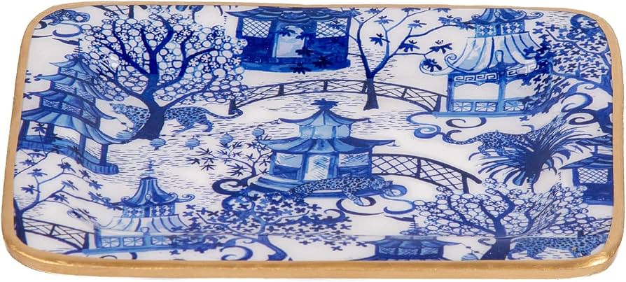 Jaye’s Studio Garden Party Decorative White and Blue Soap Dish for Bathroom, Enamel Tray, Vanit... | Amazon (US)