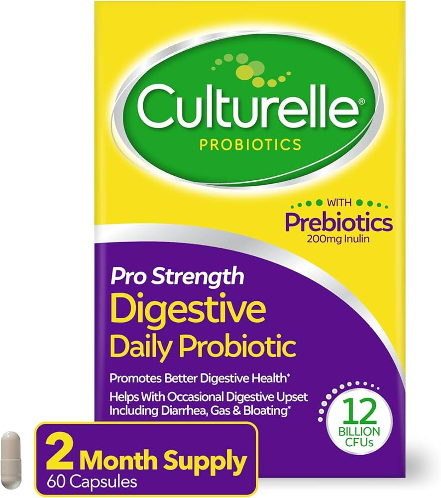 Culturelle Pro Strength Daily Probiotics For Digestive Health (2 Month Supply) with Prebiotics fo... | Amazon (US)