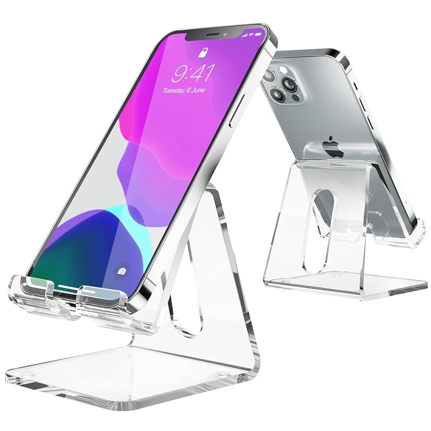 Acrylic iPhone Phone Stand, Phone Holder, Cradle Cell Phone Stand for iPhone 13, 12, 11, Xs, X 8 7 6 | Amazon (US)