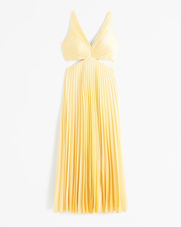 Women's The A&F Giselle Pleated Cutout Maxi Dress | Women's Dresses & Jumpsuits | Abercrombie.com | Abercrombie & Fitch (US)