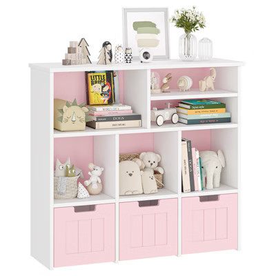 Toy Storage Cabinet w/Drawers Cubes, Children's Toy Shelf Kids Bookshelf w/Wheels, Kids Bookcase Toy Storage Organizer for Bedroom Playroom Nursery | Target