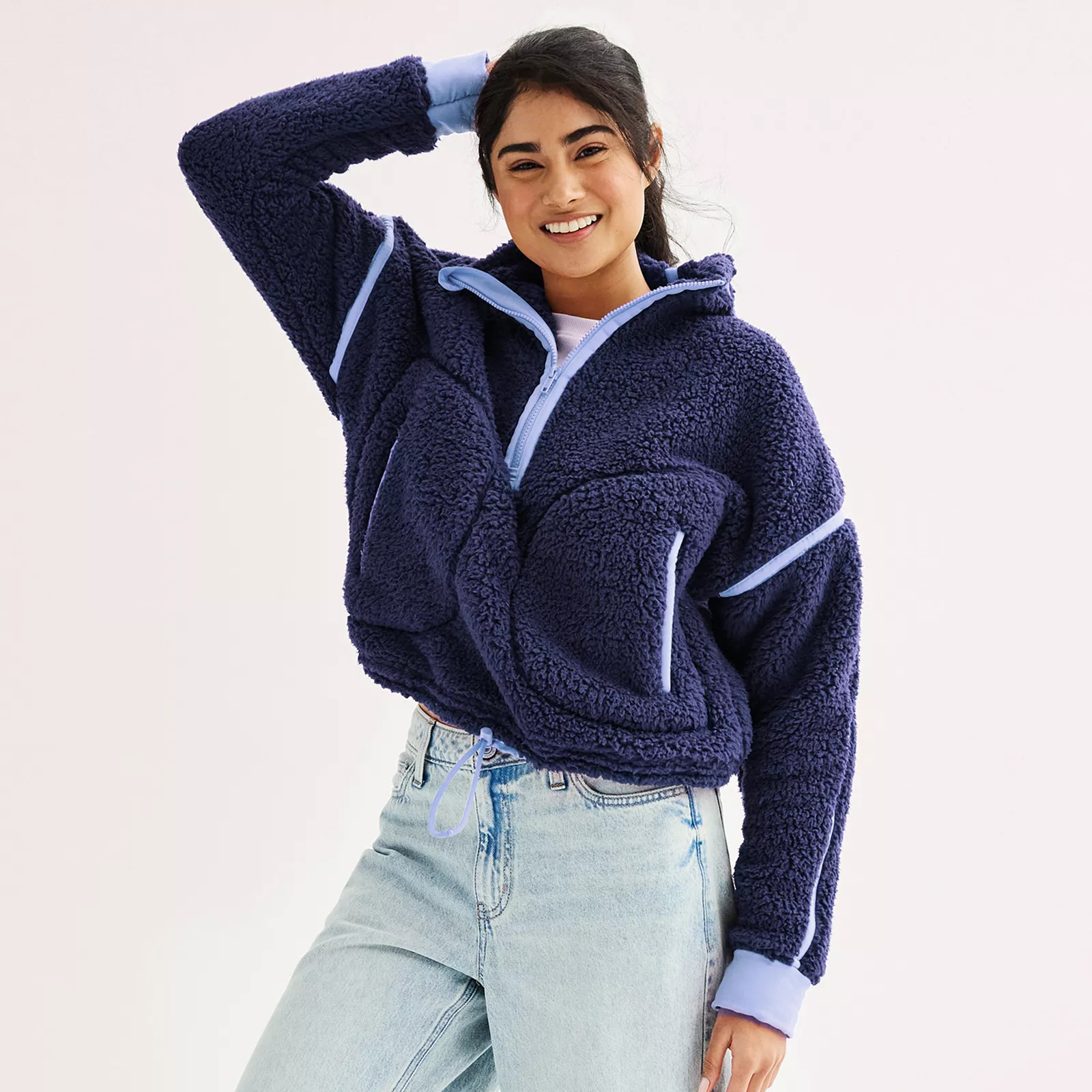 Juniors' SO® Toggle High Pile Quarter-Zip Pullover | Kohl's