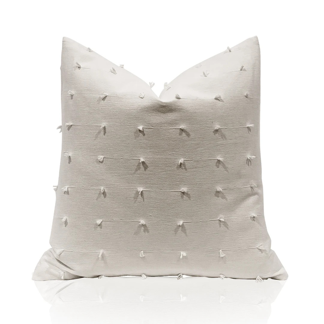 Schumacher Embroidered Pillow, Teton Pillow Cover, White Decorative Pillow, High End Tassels Pill... | Etsy (US)