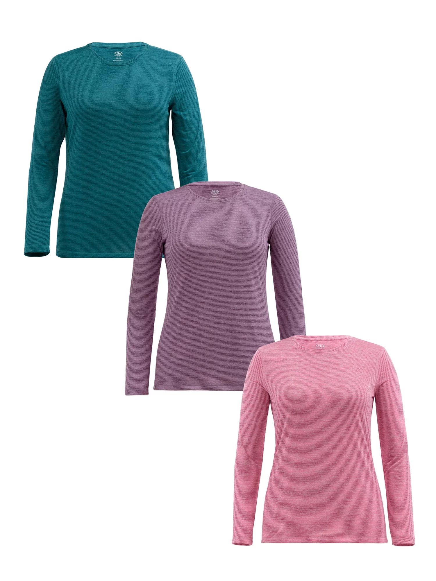 Athletic Works Women's Core Active Long Sleeve T-Shirt, 3-Pack | Walmart (US)