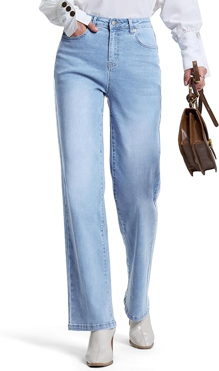 SEVEGO Women's 32"/34"/36" Tall Straight Leg Jeans Mid Waisted Stretchy Loose Denim Pants Casual ... | Amazon (US)