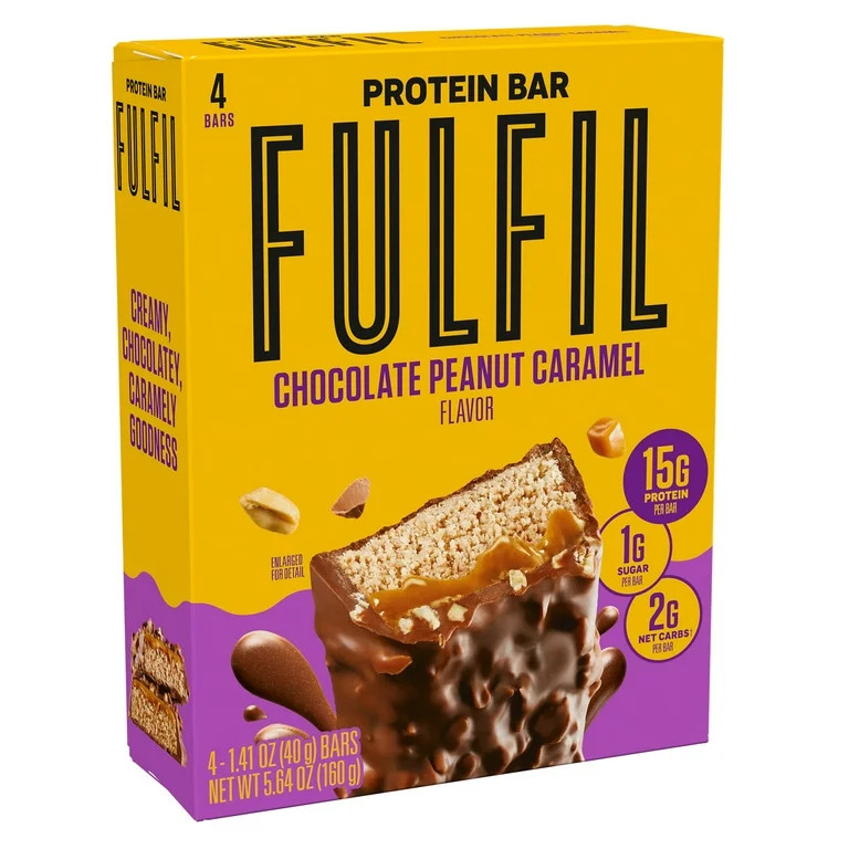 FULFIL Nutrition Vitamin & Protein Bar, Chocolate Peanut Butter Caramel, 4 Pack | Walmart (US)