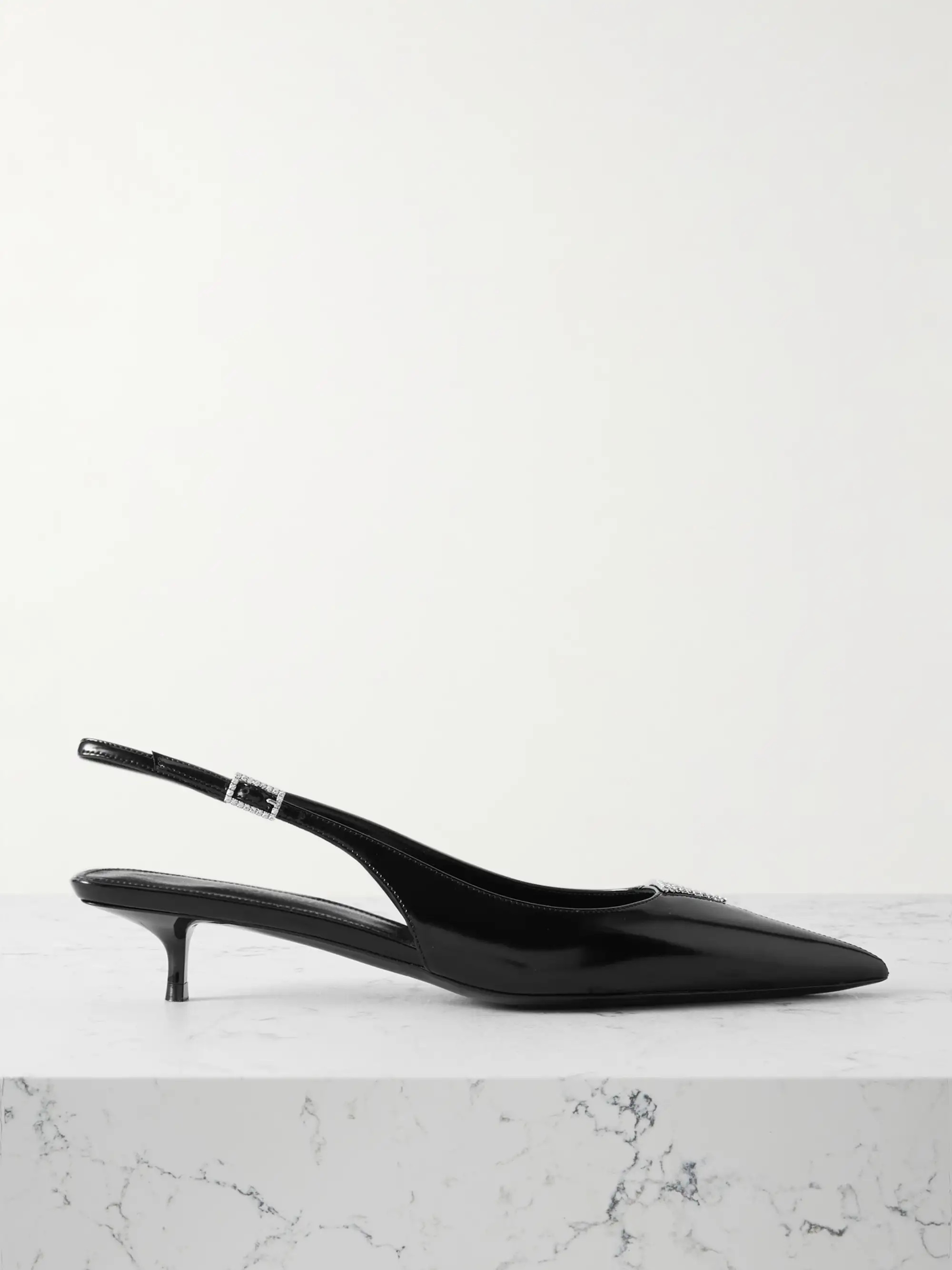 Cherish crystal-embellished glossed-leather slingback pumps | NET-A-PORTER (UK & EU)