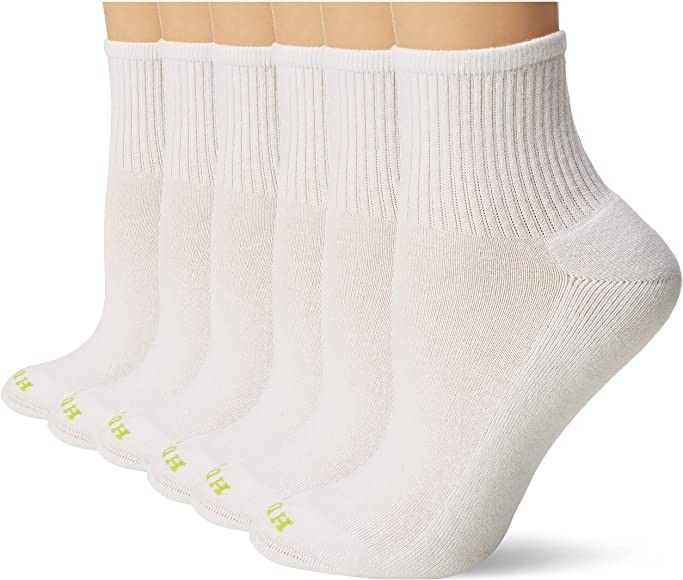 Hue Women's Mini Crew Sock 6-Pack, White, One Size : Clothing, Shoes & Jewelry | Amazon (US)