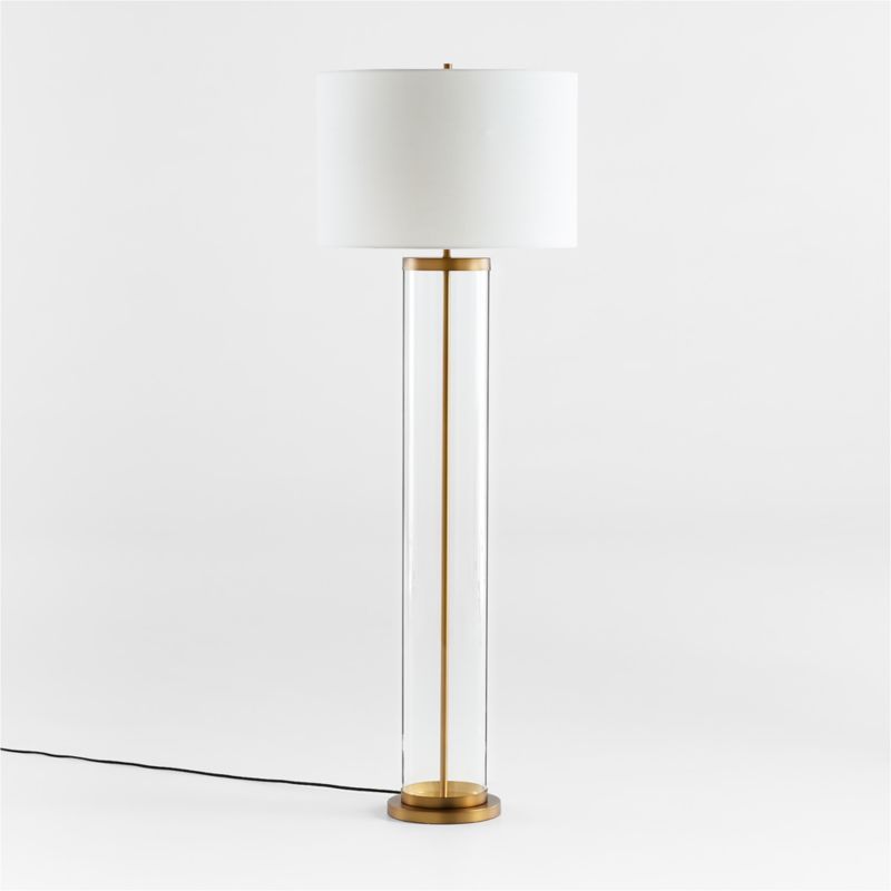 Promenade Avenue Black and Brass Floor Lamp with White Shade + Reviews | Crate & Barrel | Crate & Barrel
