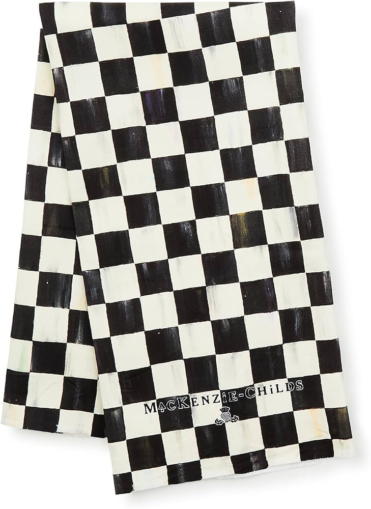 MACKENZIE-CHILDS Set of 1 Cotton Dish Towel, Decorative Kitchen Towel, Black-and-White Courtly Ch... | Amazon (US)