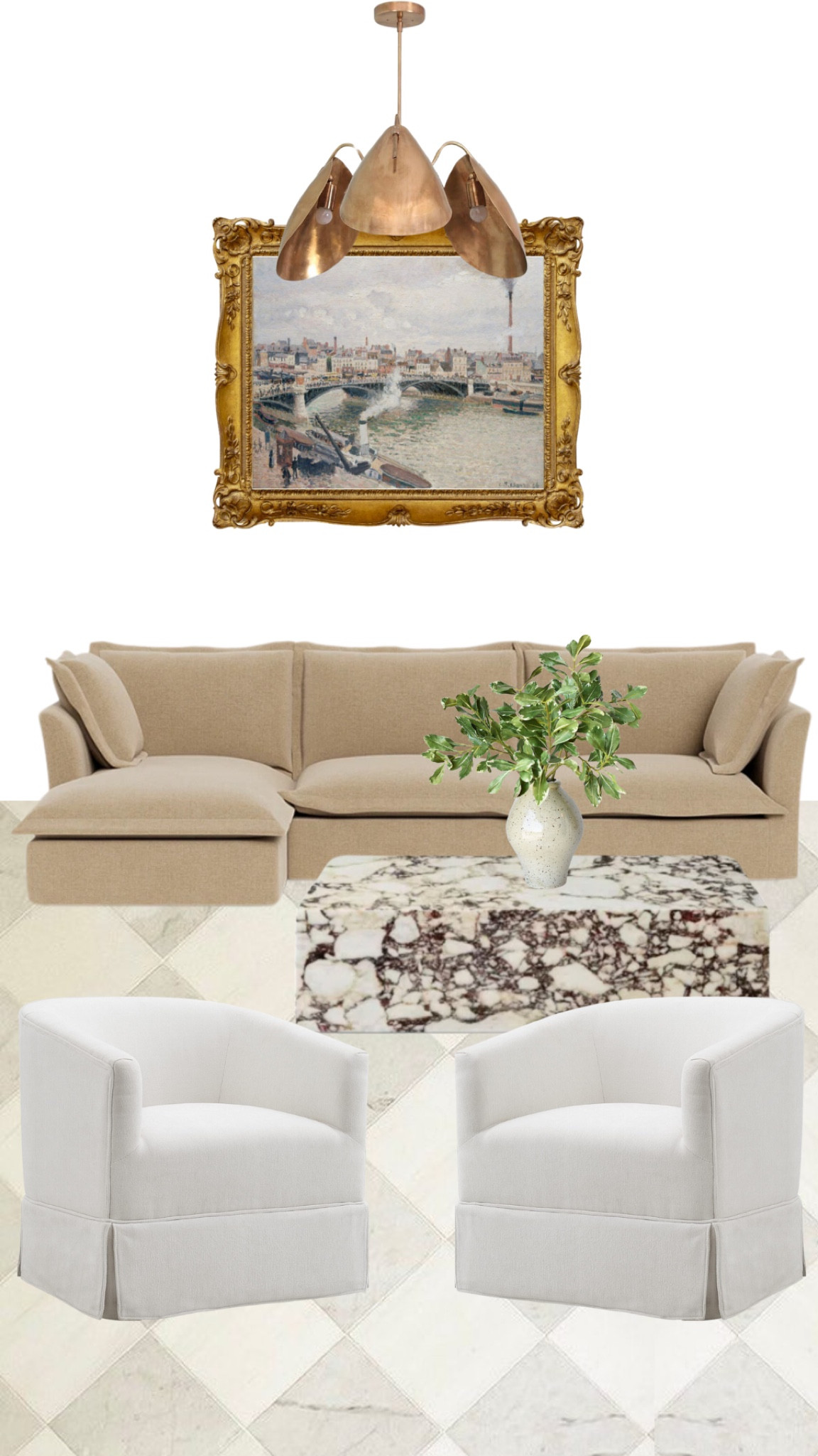 Large scale art in the living room 

Sectional sofa, marble coffee table, faux stems, faux greenery, vase, swivel accent chairs, accent chairs, vintage art, digital art print, vintage oil painting 

#LTKSaleAlert #LTKSeasonal #LTKHome