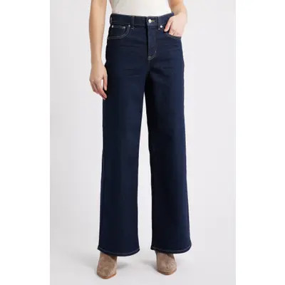 SPANX® Authentic Stretch HIgh Waist Wide Leg Jeans in Marina Wash at Nordstrom, Size Small | Nordstrom