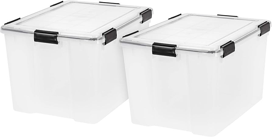 IRIS USA WeatherPro 74 Qt Storage Bins with Lids, 2 Pack, BPA-Free Plastic Gasket Box with Tight ... | Amazon (US)