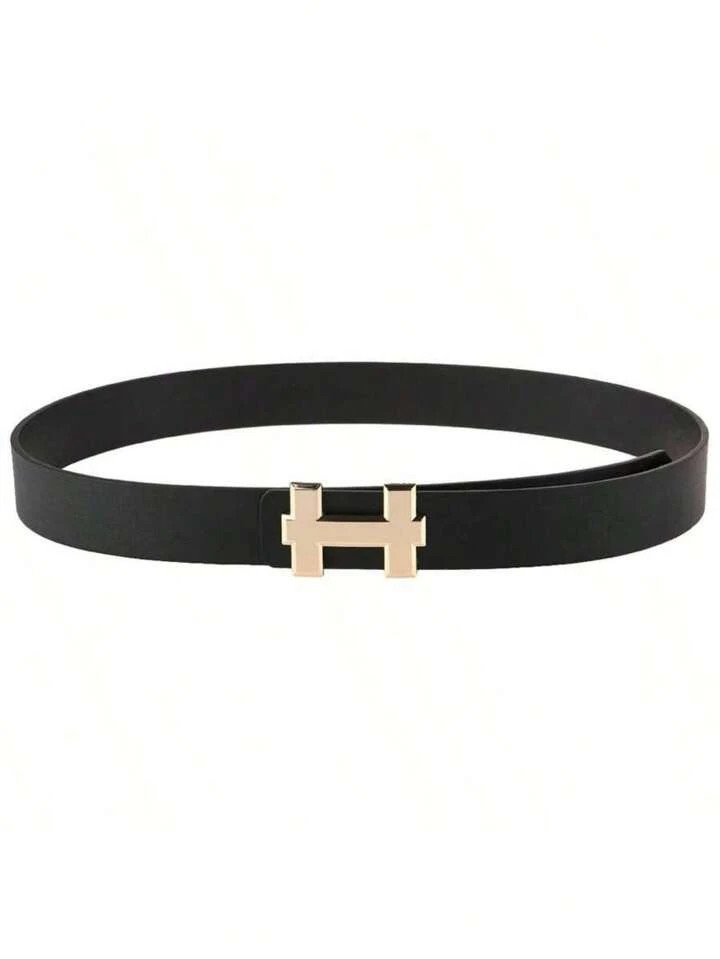 1pc Women Fashion Belt Women Luxury Designer Cowhide Belt Jeans PU Leather Belt Gold Buckle Belt ... | SHEIN