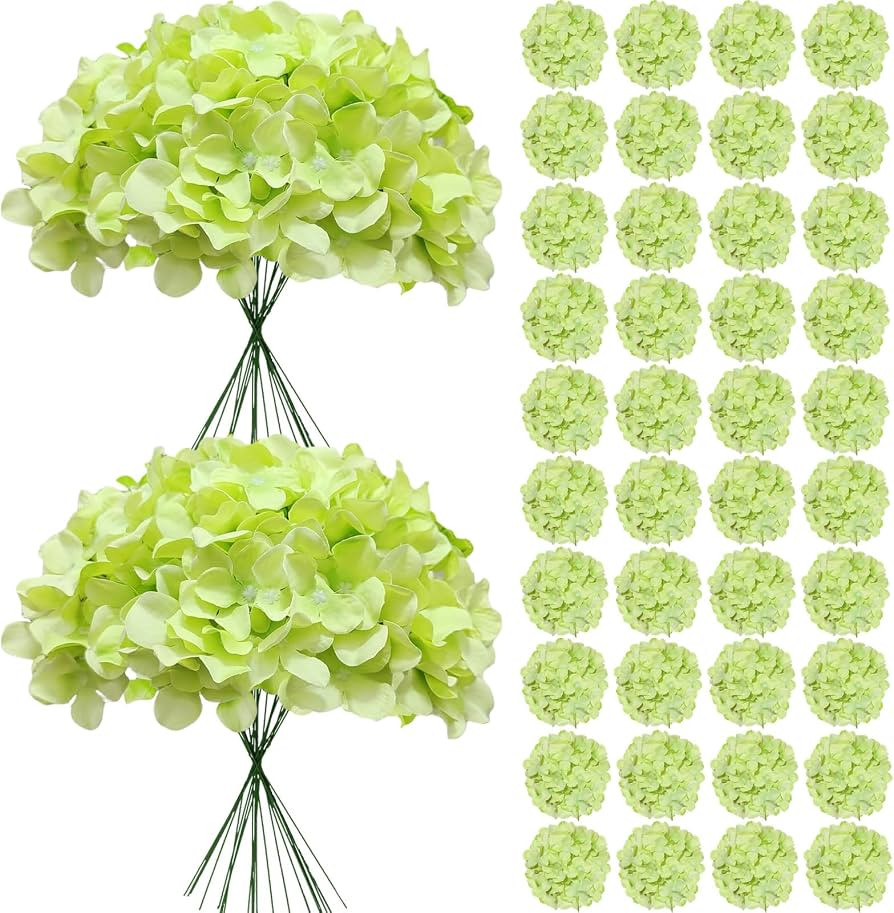 65Pcs Green Hydrangea Artificial Flowers Bulk\uff0cRealistic Silk Fake Flowers with Stems\uff0cFa... | Amazon (US)
