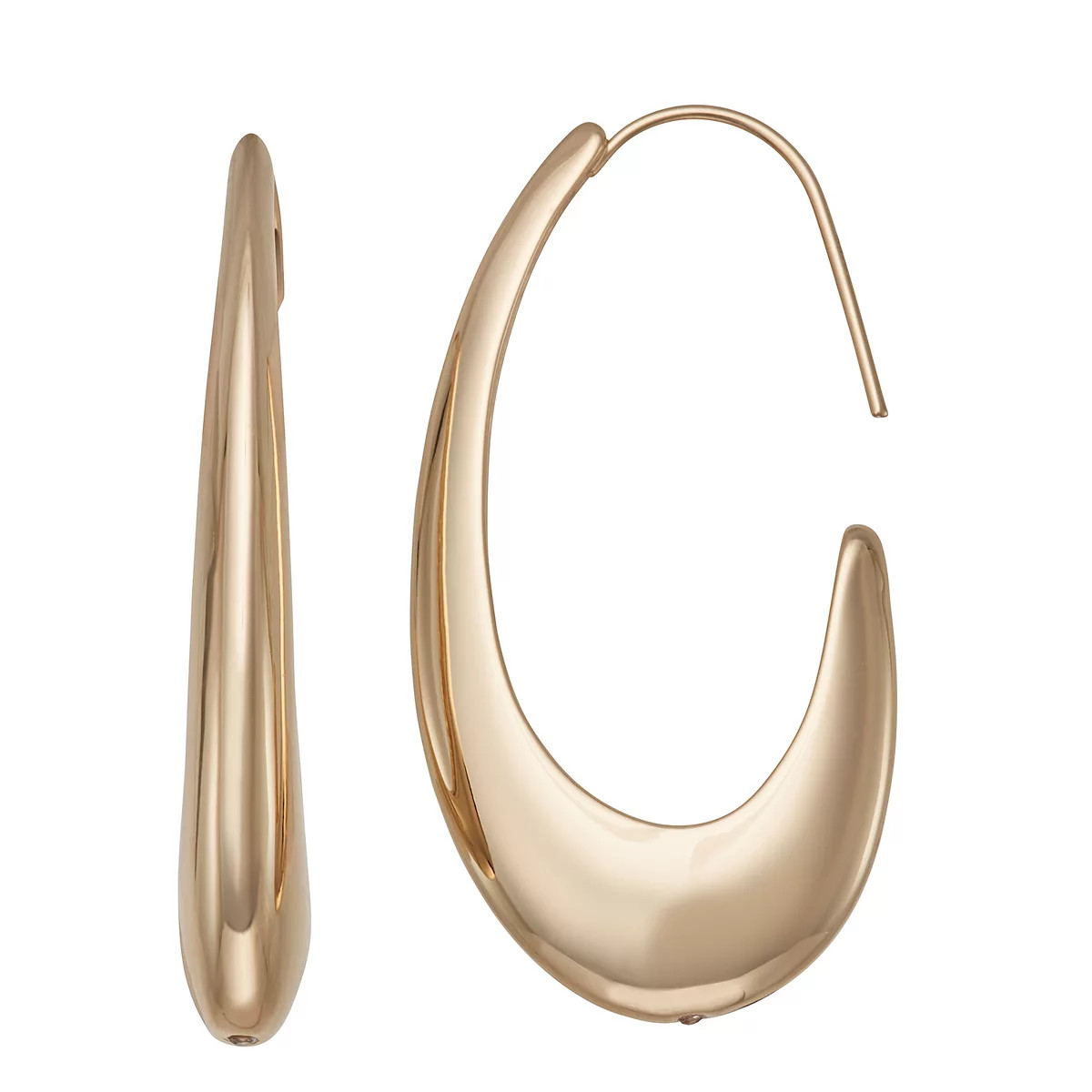 Nine West Gold Tone Elongated Hoop Earrings | Kohl's