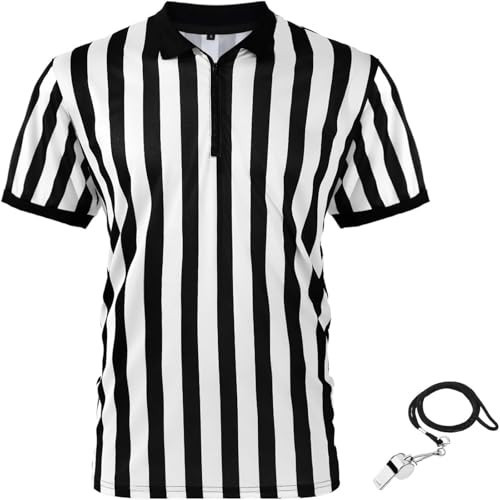 Syhood Referee Shirt Costume Men Women, Whistle Black and White Striped Football Soccer Official Ref Shirt Jersey(Medium) | Amazon (US)
