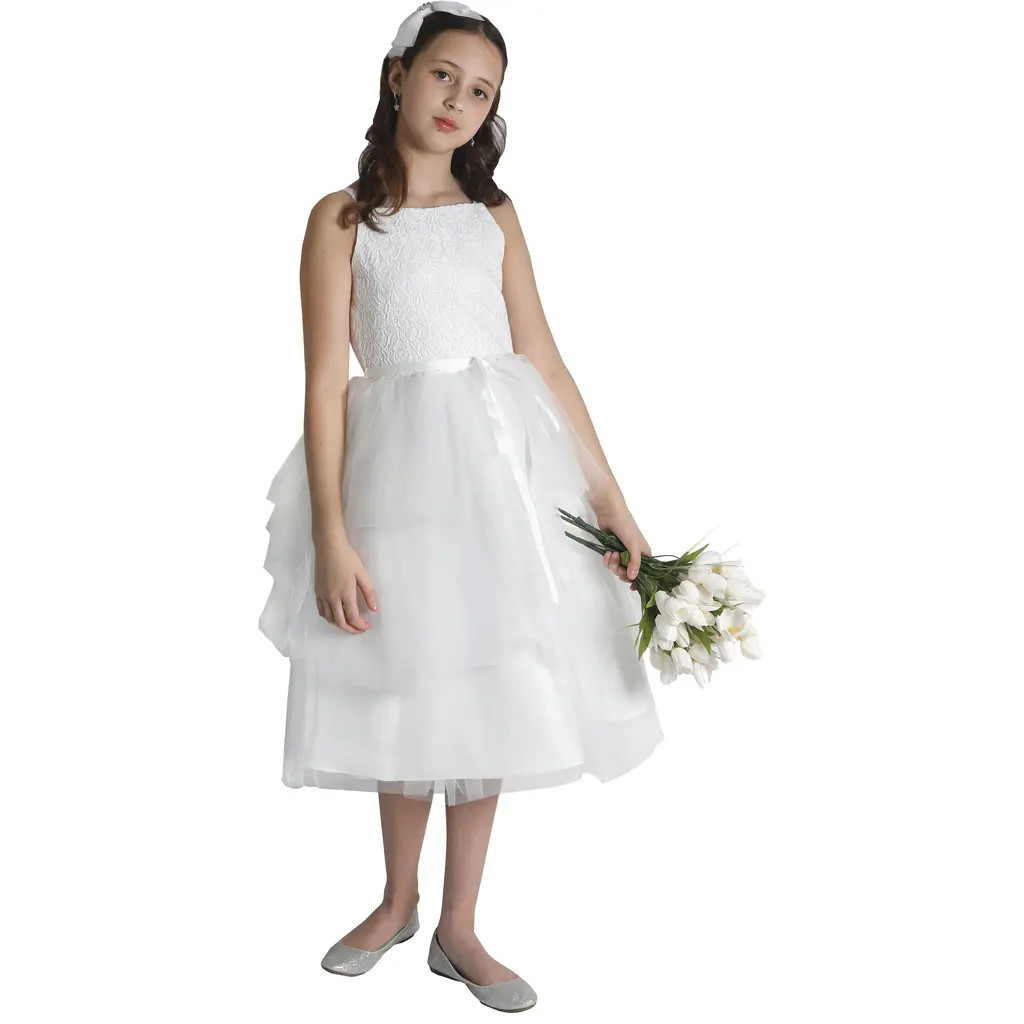 Us Angels Kids' First Communion Sleeveless Lace & Tulle Dress in Ivory at Nordstrom Rack, Size 14 | Nordstrom Rack