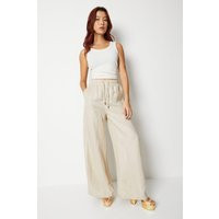 Womens Linen Wide Leg Trousers - Beige - 8 | NastyGal UK