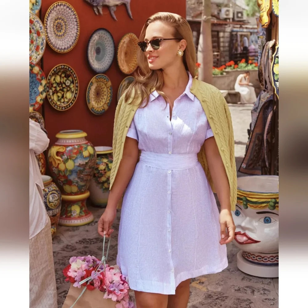 Hill House Laura Shirt Dress Lilac Stripe Medium | Poshmark