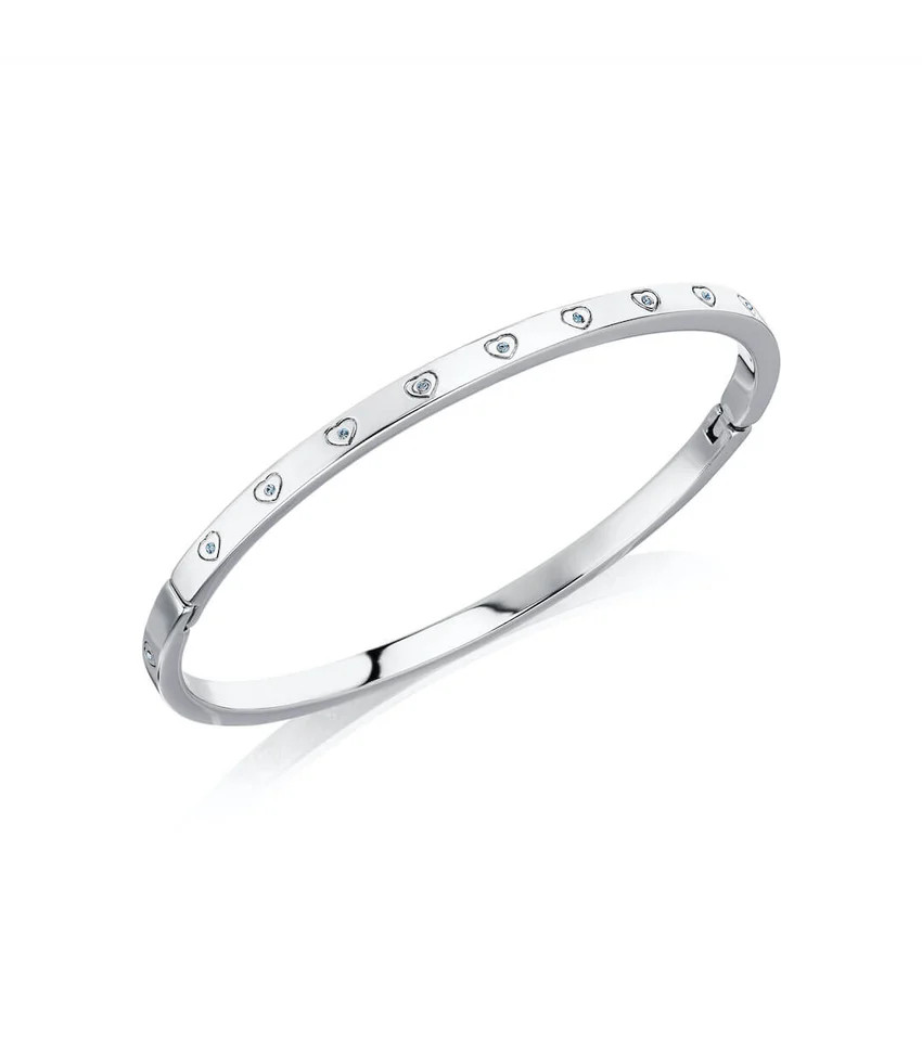 Aqua Crystal Heart Bangle (Silver) | Abbott Lyon