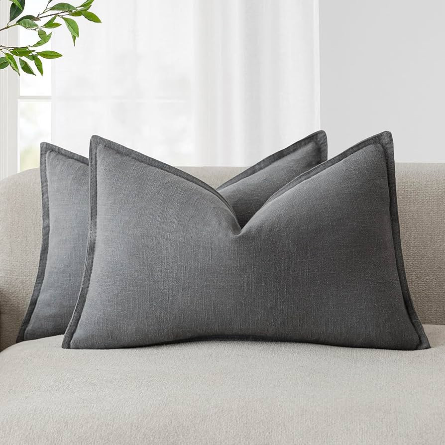 Foindtower Pack of 2, Decorative Linen Soild Throw Pillow Covers Soft Accent Lumbar Cushion Case ... | Amazon (US)