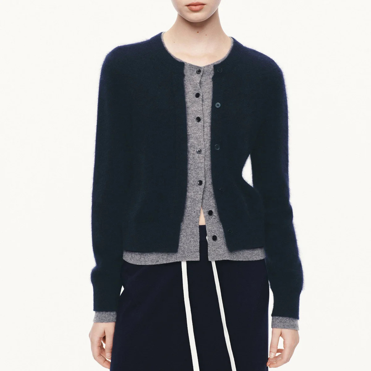 MO&Co. Women's Layered Round Neck Cardigan | MO&Co.
