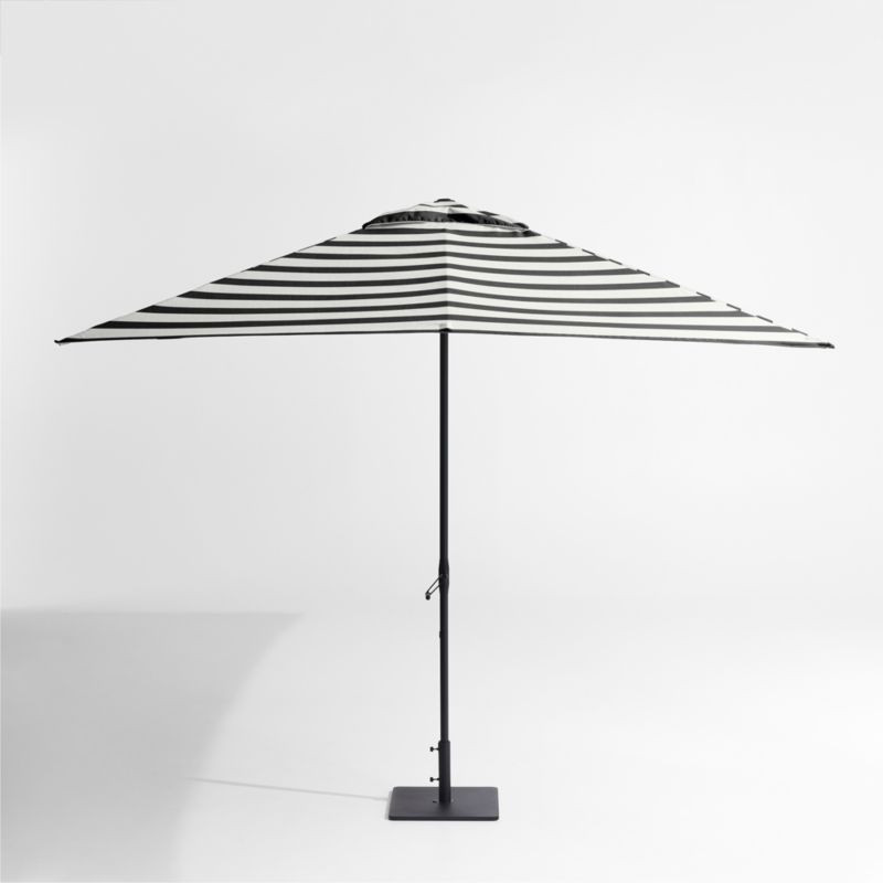 10' Rectangle Sunbrella Black and White Cabana Stripe Outdoor Patio Umbrella with Black Metal Fra... | Crate & Barrel