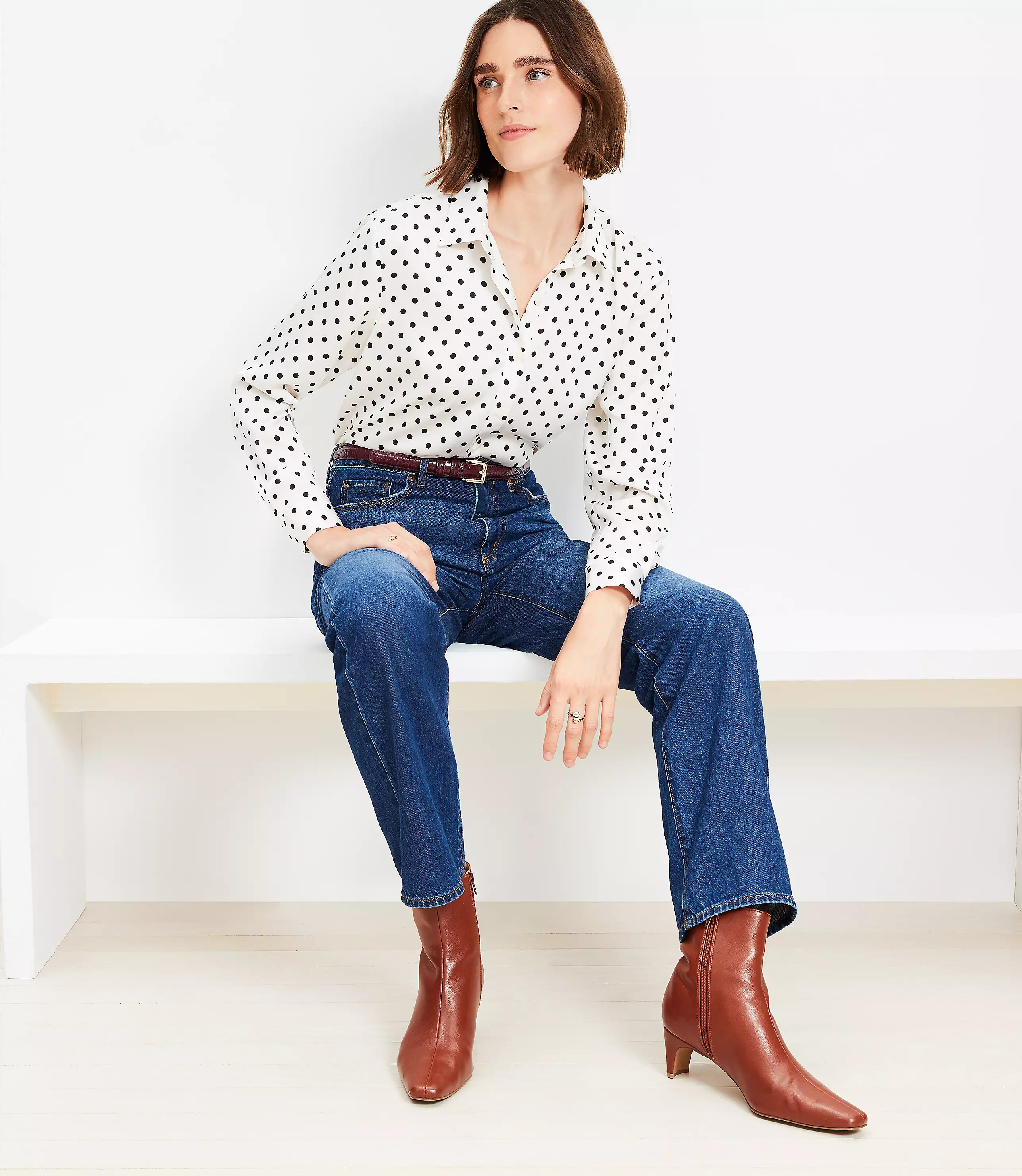 Dotted Everyday Relaxed Shirt | LOFT