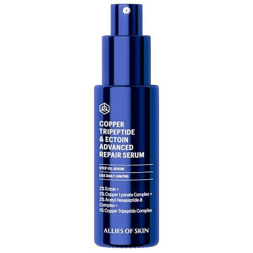 ALLIES OF SKIN - COPPER TRIPEPTIDE & ECTOIN ADVANCED REPAIR SERUM with 2% Ectoin, 2% Copper Lysinate Complex, 2% Acetyl Hexapeptide-8 Complex, and 1% Copper Tripeptide Complex 30ml / 1 oz | Amazon (US)
