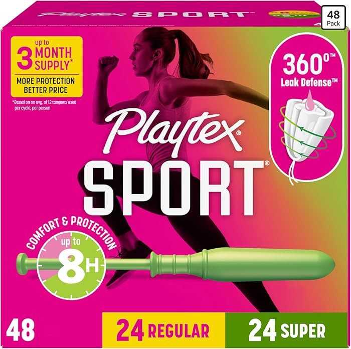 Playtex Sport Tampons Multipack (24ct Regular/24ct Super), Fragrance-Free - 48ct | Tampons Regula... | Amazon (US)