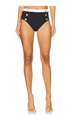 L'AGENCE Vanessa Colorblock Chic High Waisted Bikini Bottom in Black from Revolve.com | Revolve Clothing (Global)